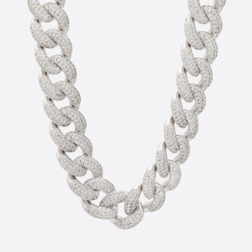 20MM ICED CUBAN CHAIN - WHITE GOLD