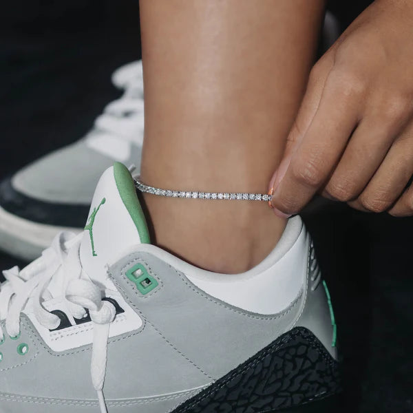 3mm Tennis Anklet - White Gold