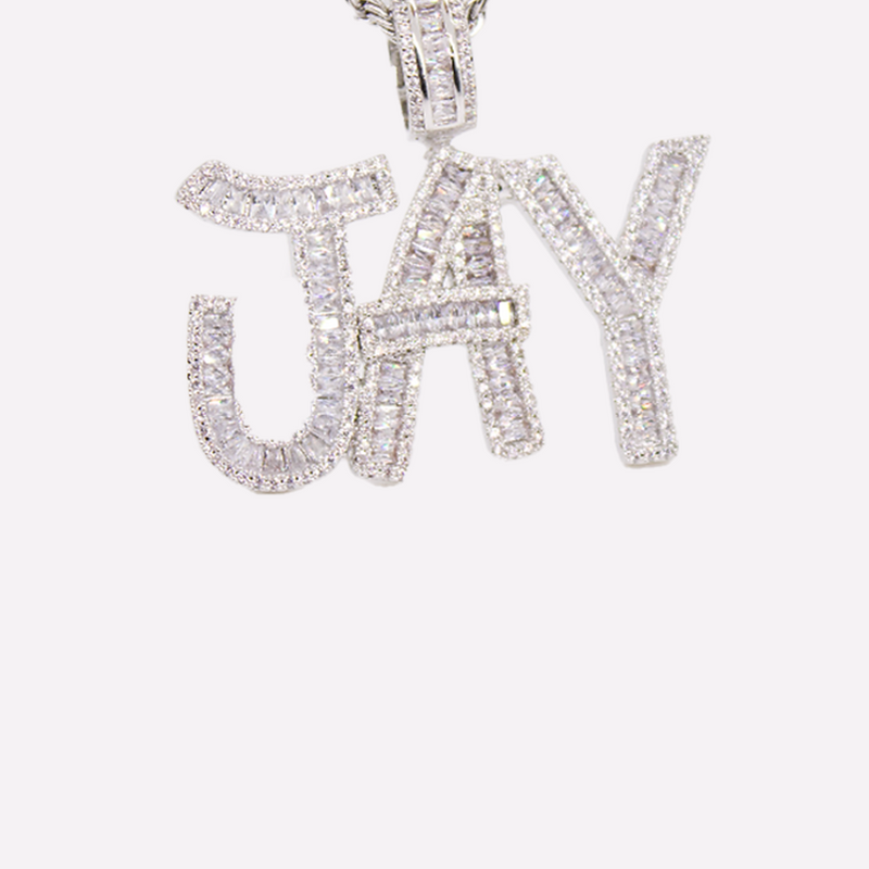 Iced Out Baguette Letters - White Gold