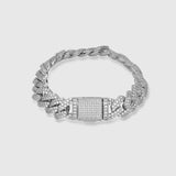 DIAMOND PRONG CUBAN BRACELET 14MM - White Gold