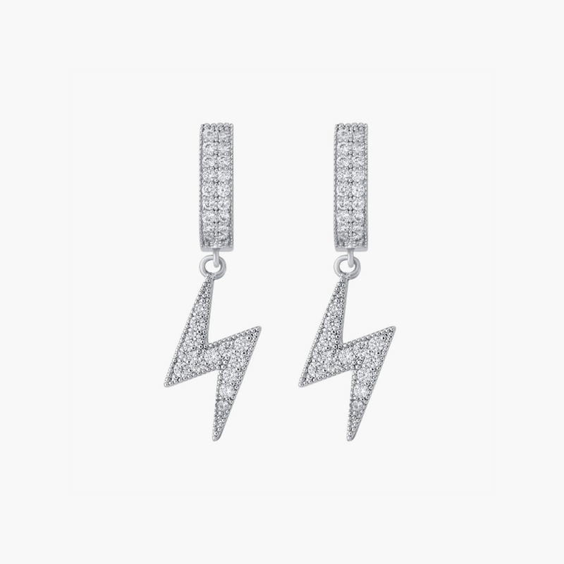 ICED BOLT EARRINGS  – WHITE GOLD