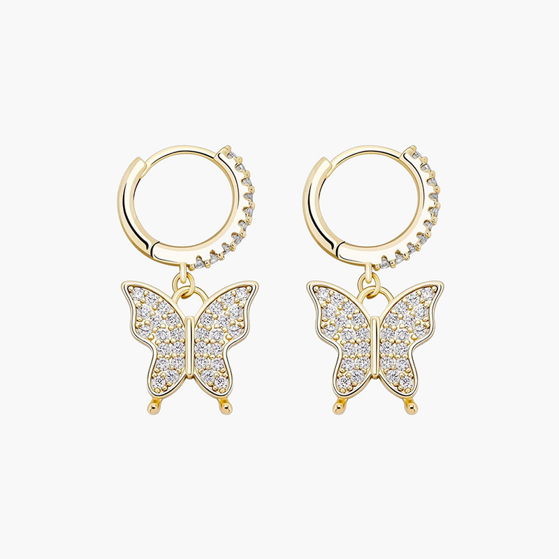 BUTTERFLY ICED EARRINGS –  Gold