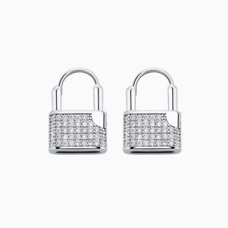ICED LOCK EARRING – WHITE GOLD