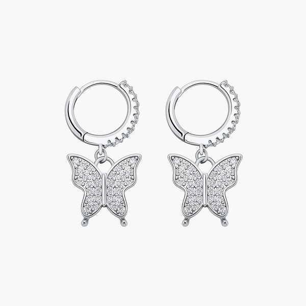 BUTTERFLY ICED EARRINGS – WHITE GOLD