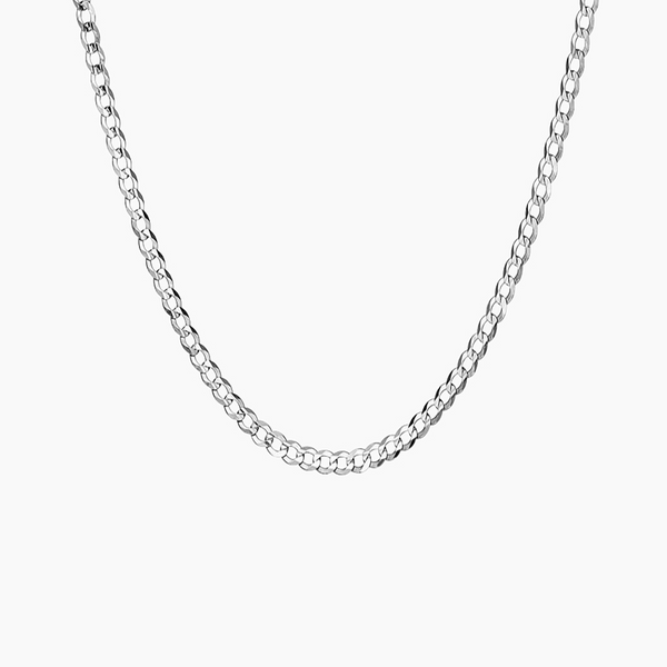 3mm Curb Chain - White Gold