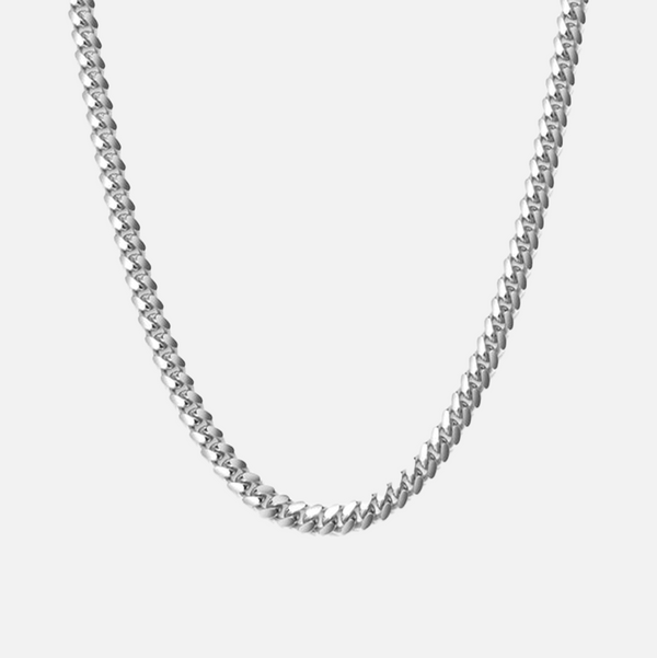 5mm Cuban Chain - White Gold