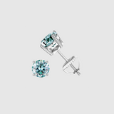 BLUE VVS ROUND 1CT EARRINGS   - White Gold Vermeil