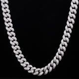 12mm Iced Out Cuban Link Necklace - White Gold