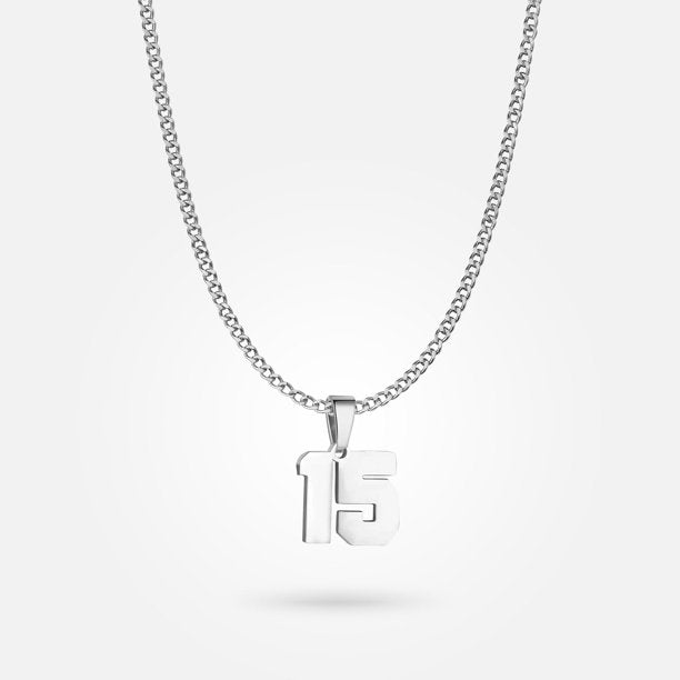 Jersey Number Pendant - White Gold