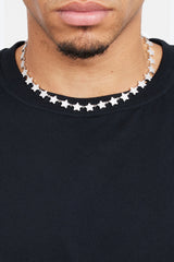 8MM ICED STAR CHAIN - WHITE GOLD