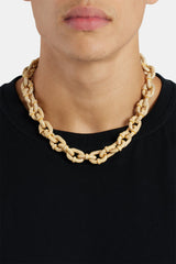 14mm Iced Chunky Link Pave Chain - Gold