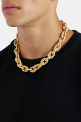 14mm Iced Chunky Link Pave Chain - Gold