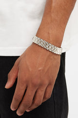 15mm Watch Strap Link Bracelet - White Gold