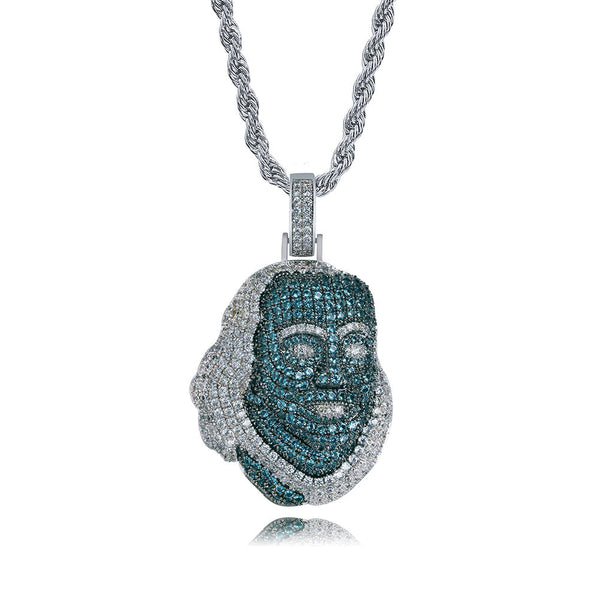 Iced Blue Benjamin Pendant - White Gold