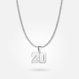 Jersey Number Pendant - White Gold