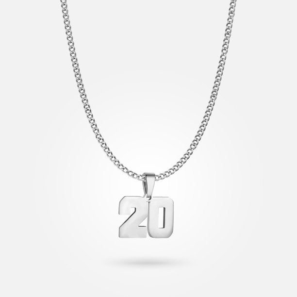 Jersey Number Pendant - White Gold