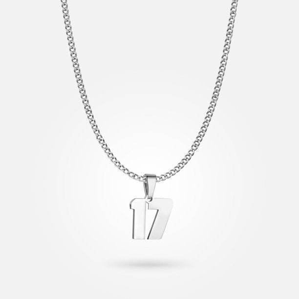 Jersey Number Pendant - White Gold