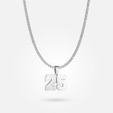 Jersey Number Pendant - White Gold