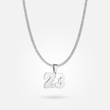 Jersey Number Pendant - White Gold