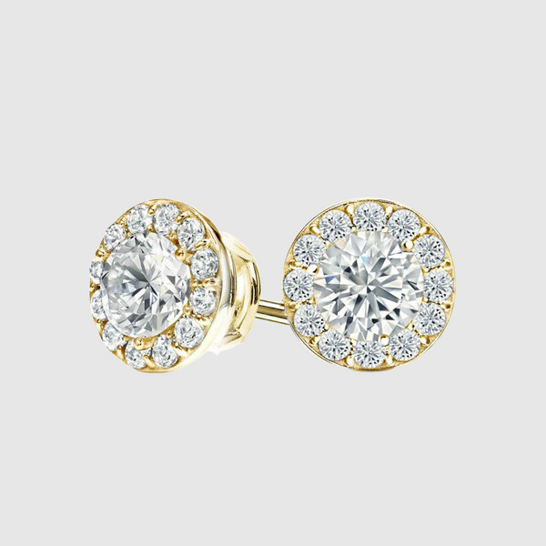 VVS HALO STUD EARRINGS 2.4CTW - Gold Vermeil