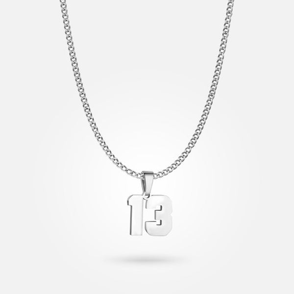 Jersey Number Pendant - White Gold