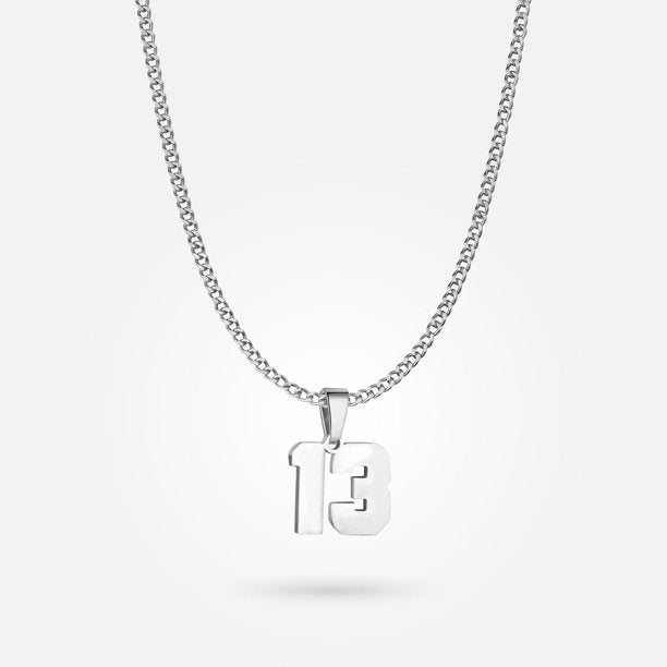 Jersey Number Pendant - White Gold