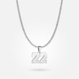 Jersey Number Pendant - White Gold