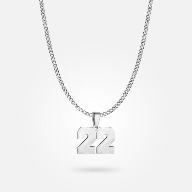 Jersey Number Pendant - White Gold