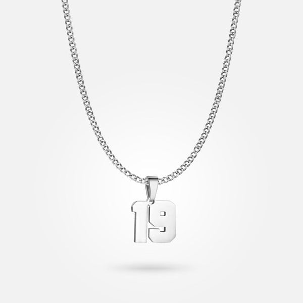 Jersey Number Pendant - White Gold