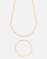 5mm Iced Ball Chain + Bracelet Bundle - Gold