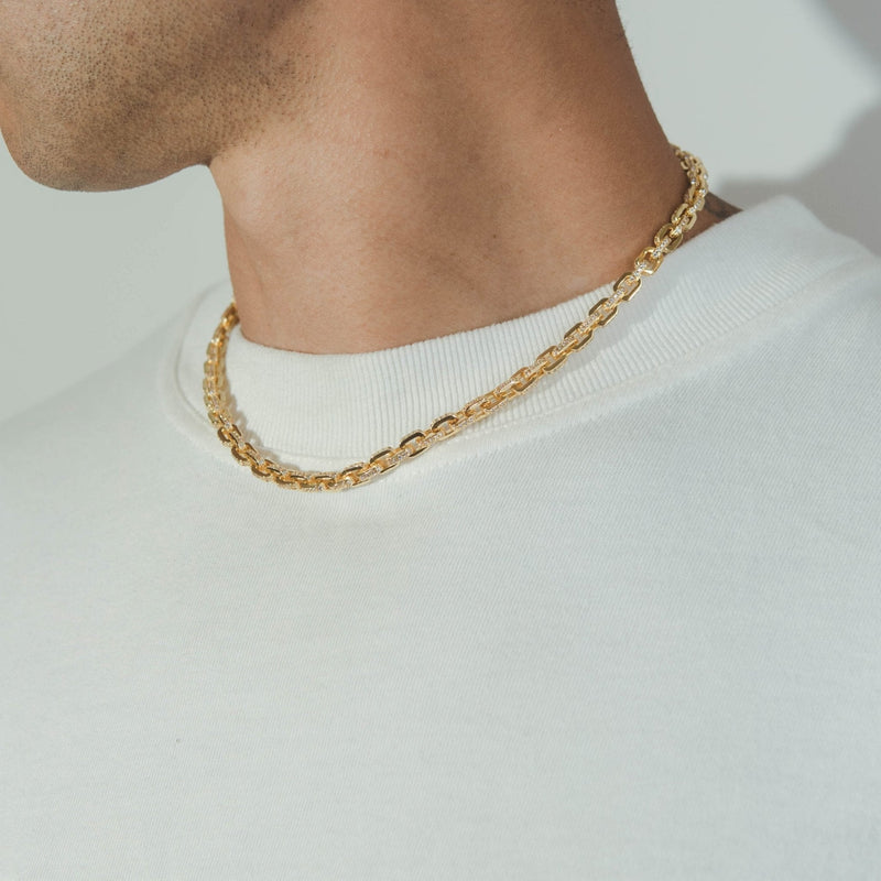 5mm Iced Box Chain - Gold