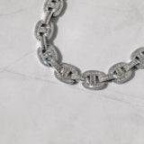 15mm Baguette Mariner Chain - White Gold