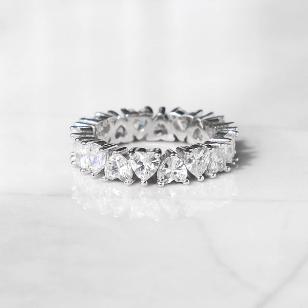 Heart Cut Eternity Ring - White Gold