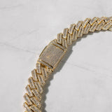 19mm Prong Baguette Cuban Chain - Gold