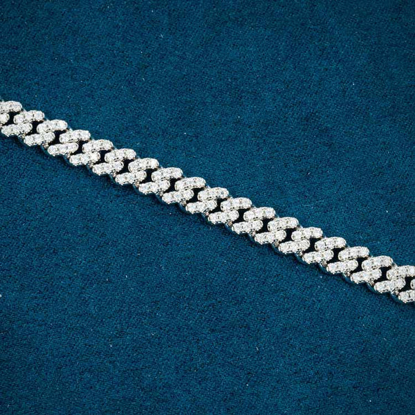 6MM Moissanite Miami Cuban Link Bracelet - White Gold