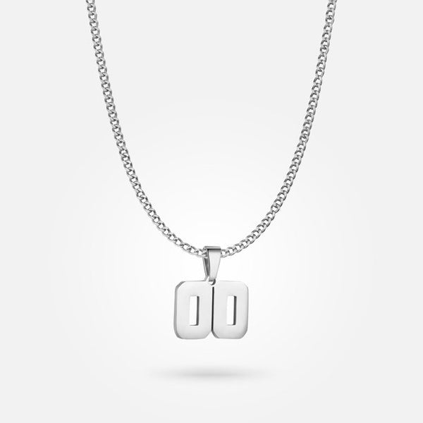 Jersey Number Pendant - White Gold