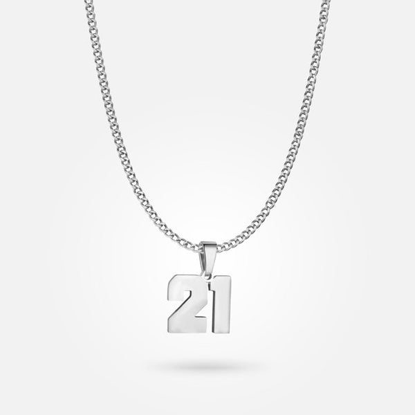 Jersey Number Pendant - White Gold