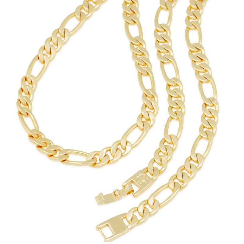 8mm Figaro Chain Choker Set - gold