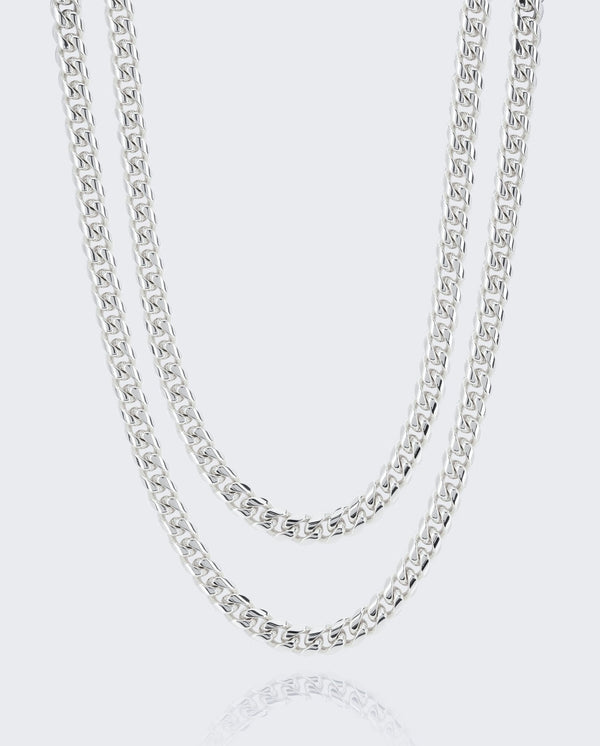 8mm Miami Cuban Chain Bundle - White Gold