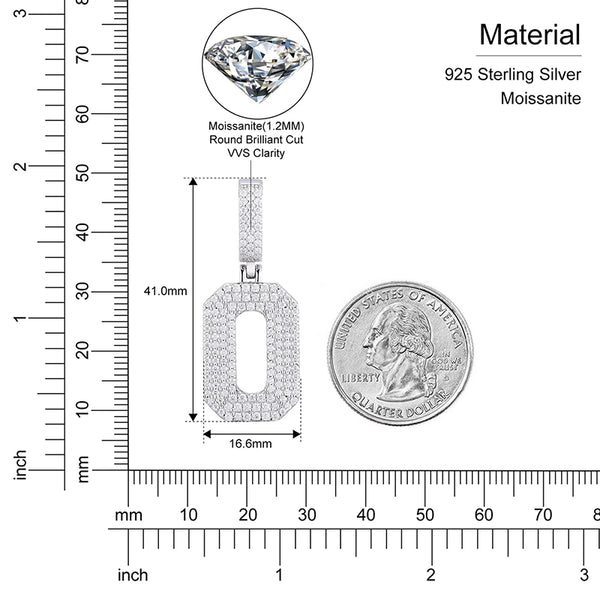 Moissanite Number Pendant - Solid Silver