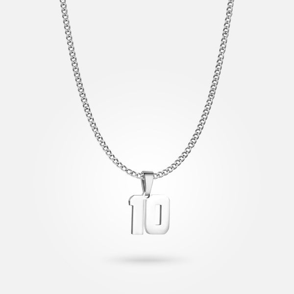 Jersey Number Pendant - White Gold