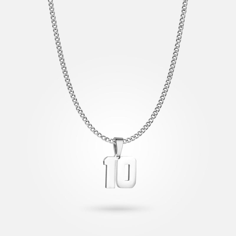 Jersey Number Pendant - White Gold