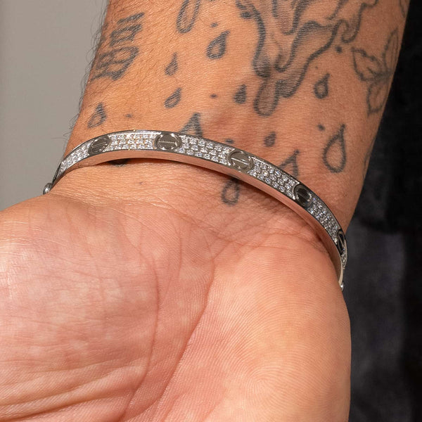 Iced Band Bracelet - White Gold