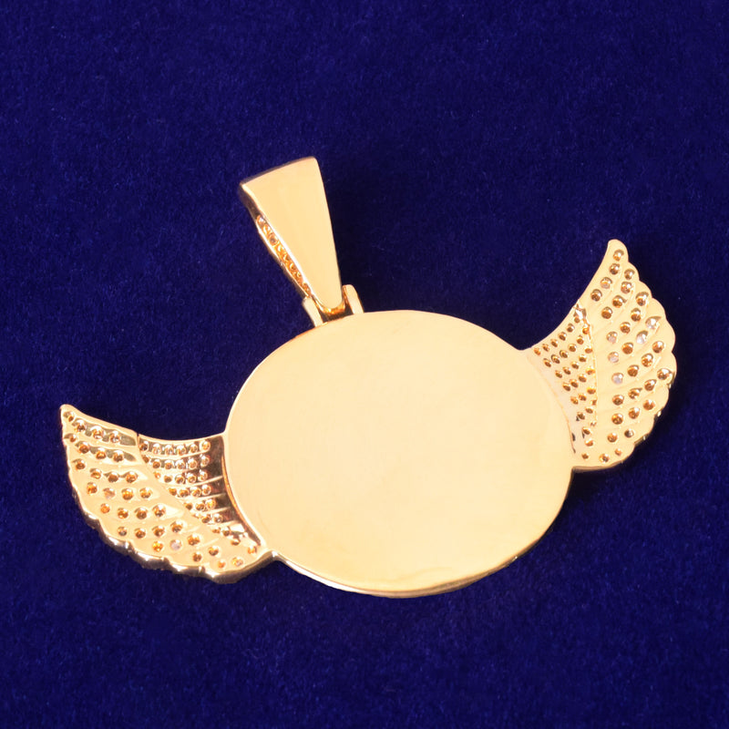 Custom Wing Photo Pendant- Gold