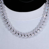 18MM Baguette Cuban Link Chain - White gold