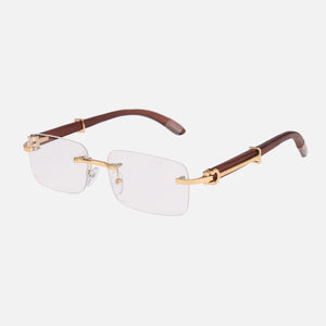 Clear Lenses / Wooden Gold Frame