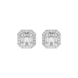 Moissanite Halo Stud Earring - White Gold