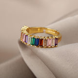 Multi Color VVS baguette ring - Gold