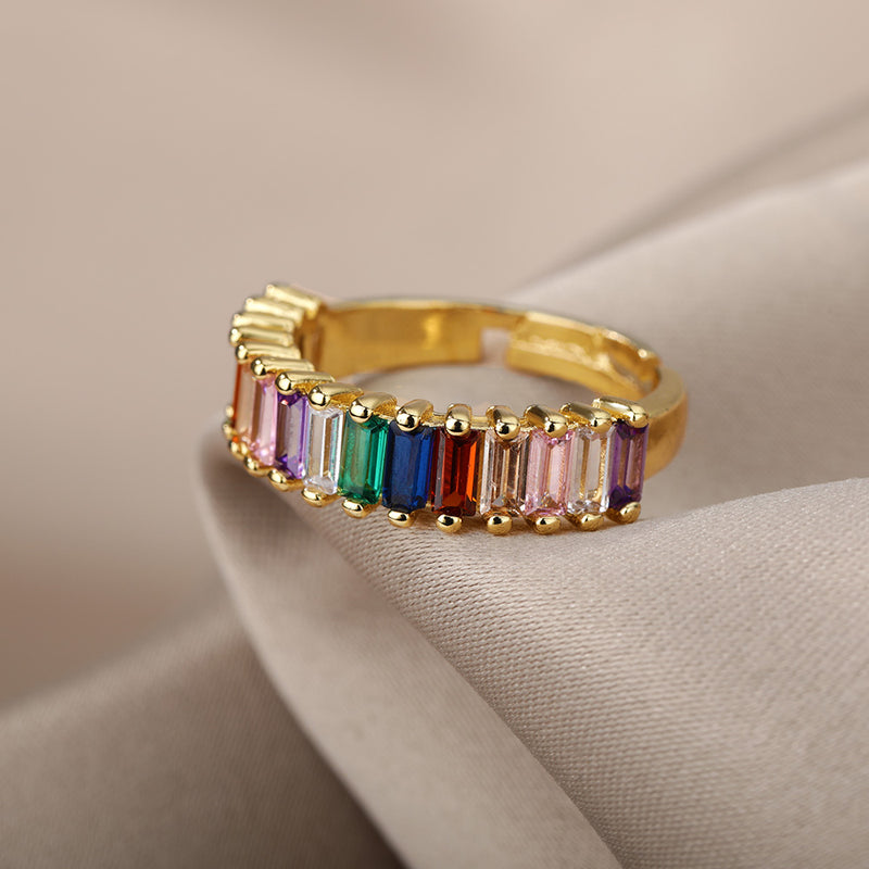 Multi Color VVS baguette ring - Gold