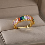 Multi Color VVS baguette ring - Gold